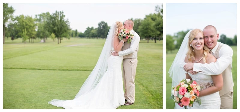 Bride and groom golf course photos