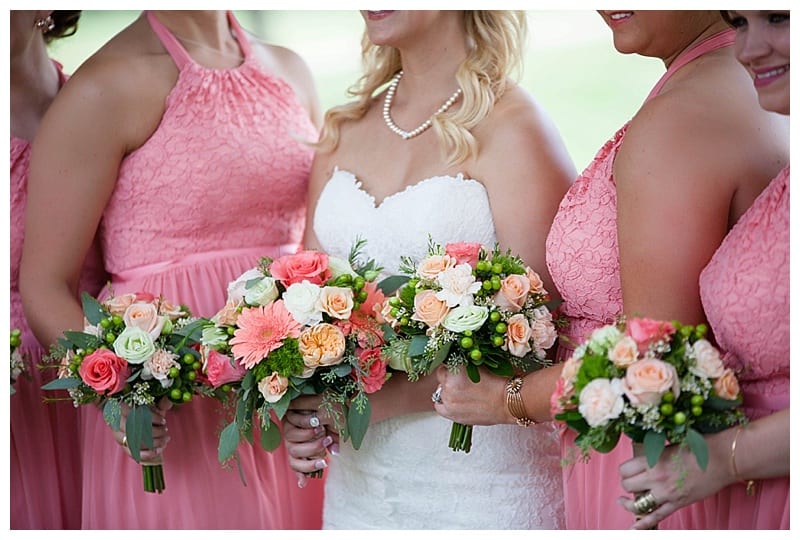 Beautiful pink and green wedding flowers