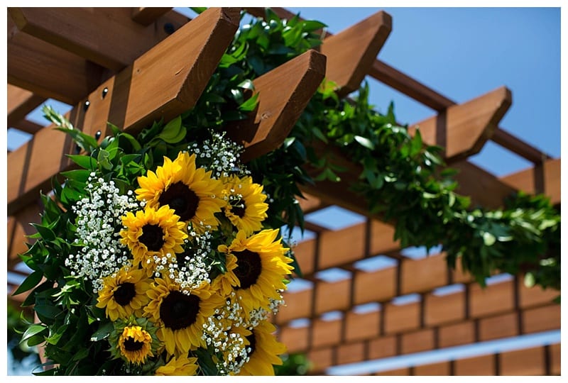 Sunflowers on wedding terrace