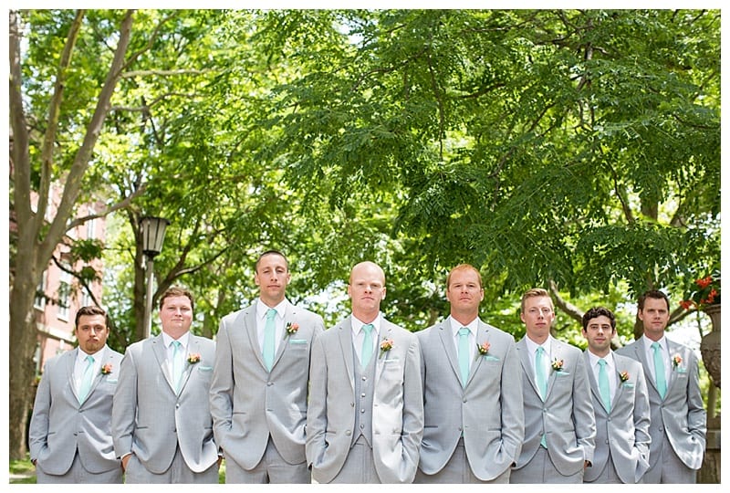 gray and aqua groomsmen