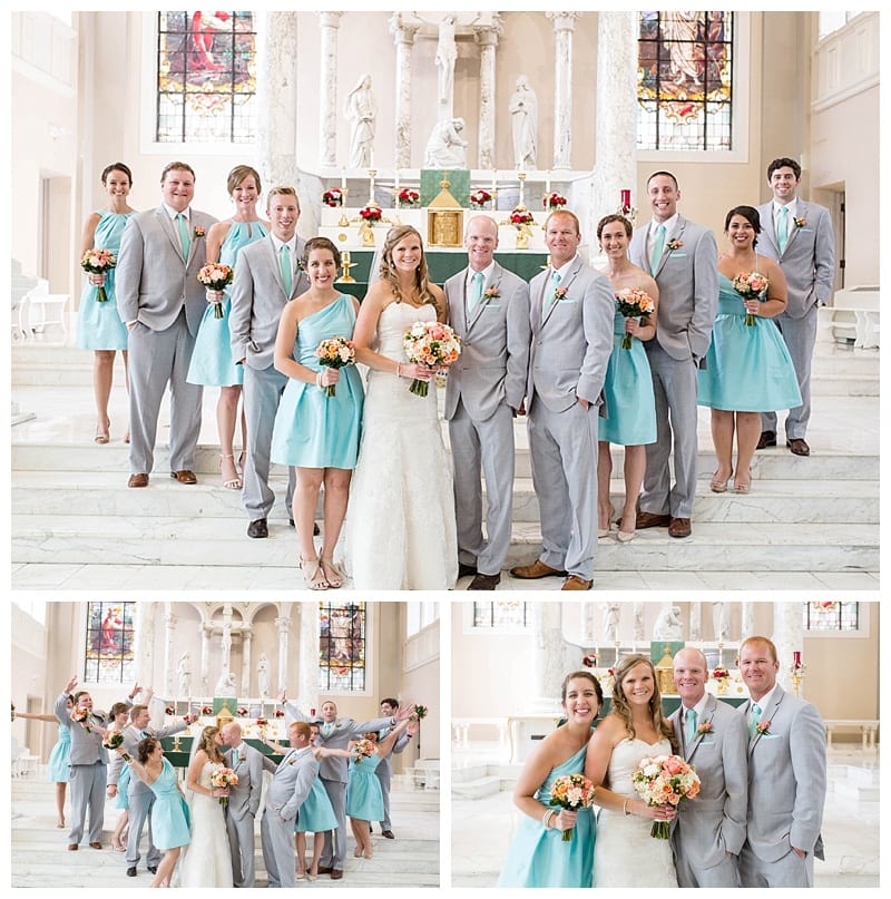 formal bridal party in church