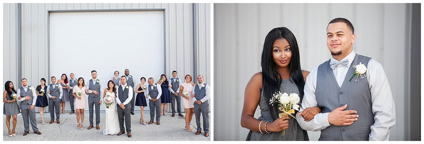 gray pink and navy wedding